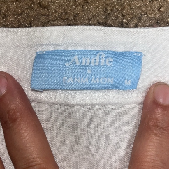 Andie x Fanm Mon The Serik Mini Dress Linen Embroidered Floral White Medium - Picture 12 of 13